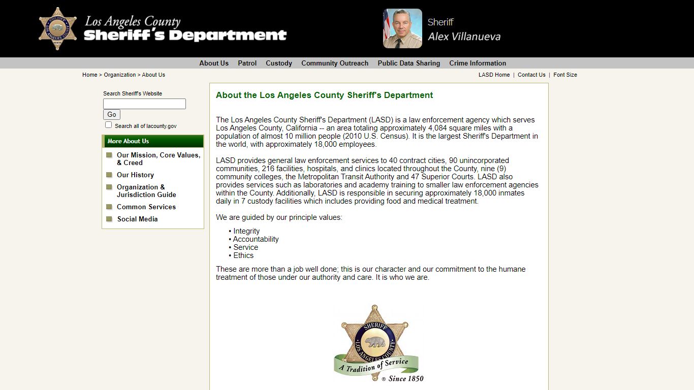 About the Los Angeles County Sheriff's Department