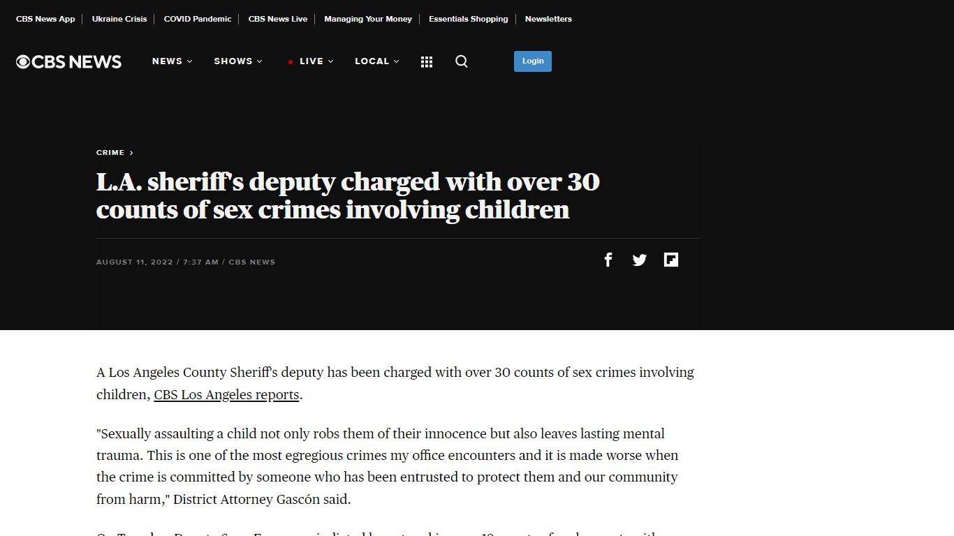 L.A. sheriff's deputy charged with over 30 counts of sex crimes ...